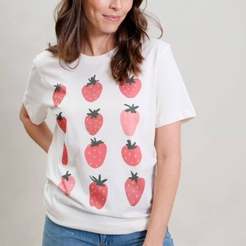 Strawberry, Strawberries Fields Forever, Adult Tee, Cottagecore, Summer, Farmers Market T-Shirt