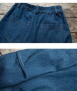 Dark Blue Denim Pants Linen Wide Leg Pants, Soft Maxi Flax Pants Plus Size Pants, Retro High Waist Trousers Long Hemp Pants For Women