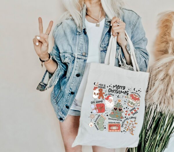 Merry Christmas Tote Bag, Santa Tote Bag, Giving Tote Bag, Tote Bag For Women, Matching Christmas Bags Tote Bag