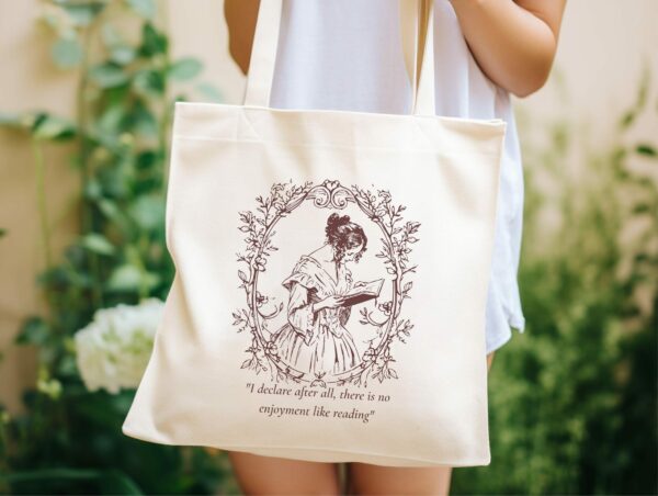 Pride And Prejudice Canvas Bag, Light Academia, Bookish, Jane Austen Quote, Jane Austen, Book Lover Gift, Book Quote, Library Bag, Gift