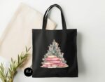 Christmas Book Tree Tote Bag, Teacher Christmas Gift, Librarian Gift, Book Lover Tote, Bookworm Gift, School Christmas, Merry Christmas Gift