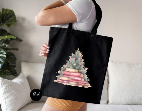 Christmas Book Tree Tote Bag, Teacher Christmas Gift, Librarian Gift, Book Lover Tote, Bookworm Gift, School Christmas, Merry Christmas Gift