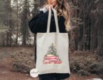 Christmas Book Tree Tote Bag, Teacher Christmas Gift, Librarian Gift, Book Lover Tote, Bookworm Gift, School Christmas, Merry Christmas Gift