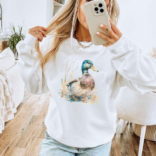 Retro Duck Wilderness Scene Sweatshirt, Duck Sweatshirt, Boho Unisex Crewneck, Forest Sweatshirt, 90S Nostalgia Mallard Duck Sweatshirt