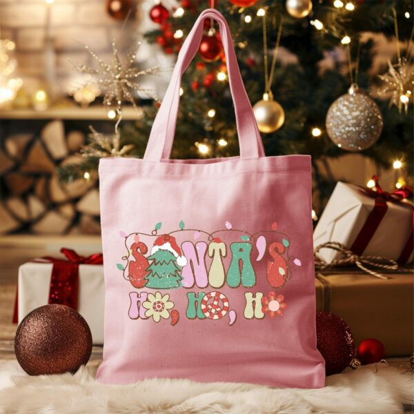 Custom Santa'S Ho Ho Ho Tote Bag, Santa Christmas Canvas Bag, Gift For Christmas, Festive Christmas Bag, Christmas Gift, Xmas Holiday Gift