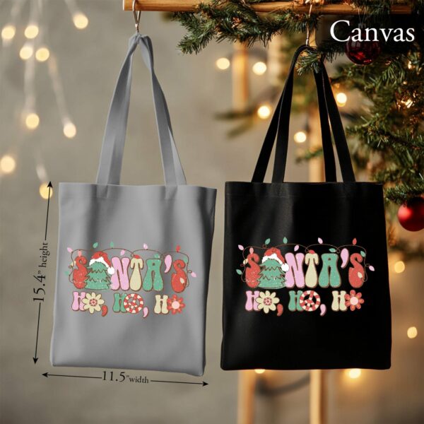 Custom Santa'S Ho Ho Ho Tote Bag, Santa Christmas Canvas Bag, Gift For Christmas, Festive Christmas Bag, Christmas Gift, Xmas Holiday Gift