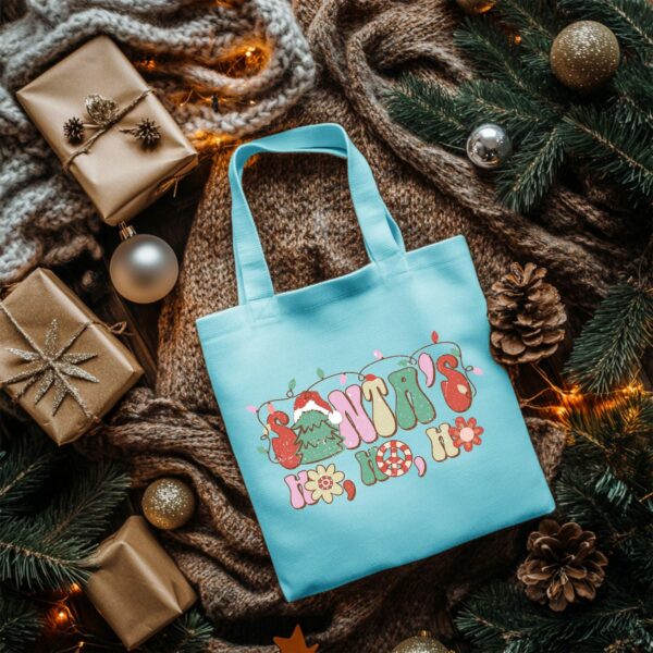 Custom Santa'S Ho Ho Ho Tote Bag, Santa Christmas Canvas Bag, Gift For Christmas, Festive Christmas Bag, Christmas Gift, Xmas Holiday Gift