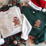 Christmas Cookies Couple Embroidered Sweatshirt, Cookies Tester And Cookies Baker Embroidered, Sweaterchristmas Embroidered Sweatshirt