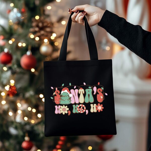 Custom Santa'S Ho Ho Ho Tote Bag, Santa Christmas Canvas Bag, Gift For Christmas, Festive Christmas Bag, Christmas Gift, Xmas Holiday Gift