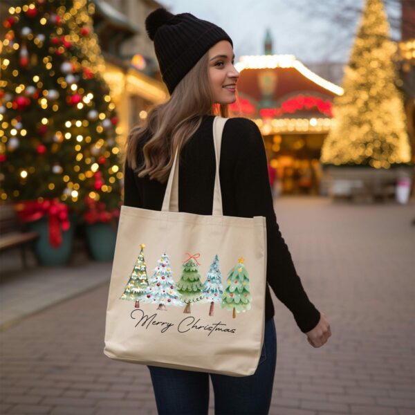 Cotton Canvas Christmas Tote Bag, Merry Christmas Tote Bag, Christmas Gifts, Xmas Present Tote Bag, Xmas Gift Tote Bag, Family Gifts