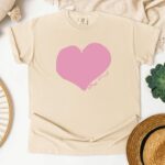 Pink Heart Shirt For Women Be Kind Shirt Oversized T-Shirt Gift For Her Pastel Shirt With Heart Valentines Day Shirt Gift Idea For Friend