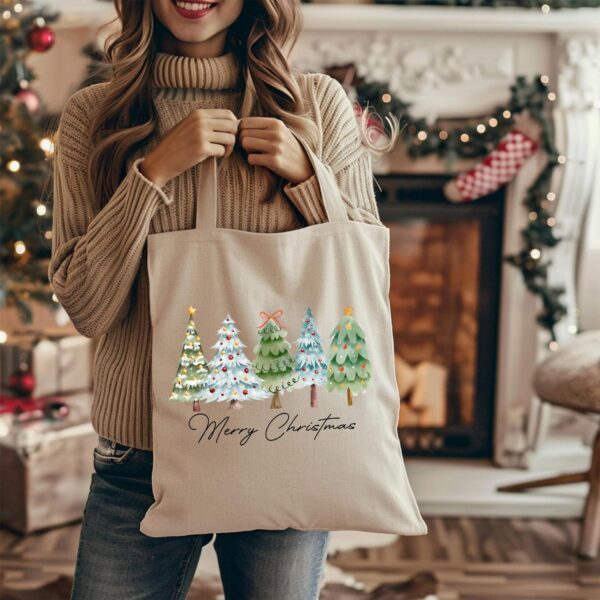 Cotton Canvas Christmas Tote Bag, Merry Christmas Tote Bag, Christmas Gifts, Xmas Present Tote Bag, Xmas Gift Tote Bag, Family Gifts