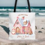 Personalized Tote Bag, Pink Christmas Gift, Family First Home, Pink Christmas Family Tote Bag, Eco-Friendly Tote, Family Vacation Gift